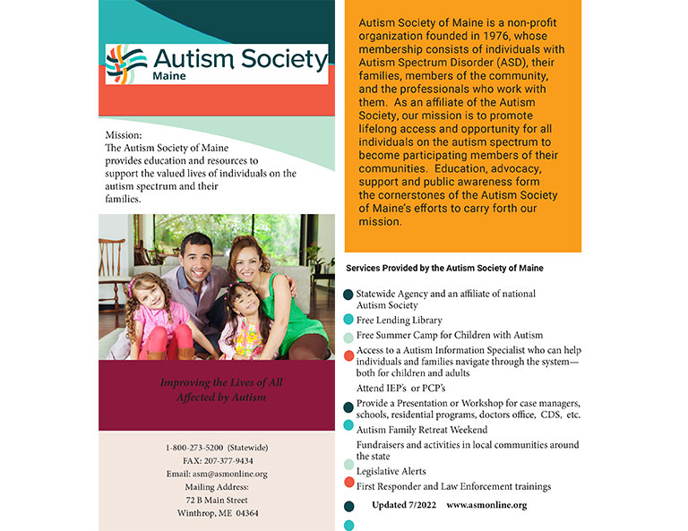 Autism Society of Maine Brochure